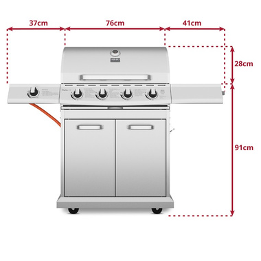 Grill Gazowy V4 17,2 KW SILVER