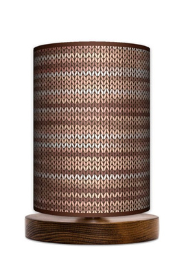 Lampa stołowa - nocna drewniana mała - Rattan brąz