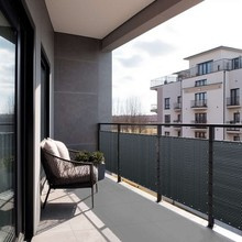 Osłona balkonowa na wymiar. Mata rattanowa dwustronna oczkowana ciemnoszary z jasnym szarym RD23