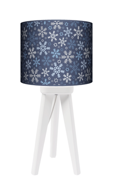 Lampa stołowa - trójnóg drewniana mała - Śnieżynki
