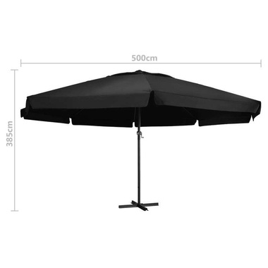   Parasol ogrodowy na aluminiowym słupku, 500 cm, czarny