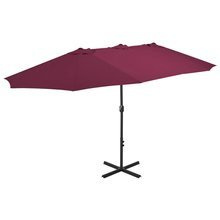 Parasol ogrodowy na słupku aluminiowym, 460 x 270 cm, bordowy