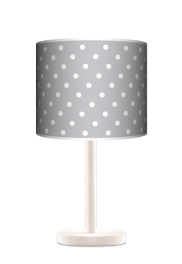 Lampa stołowa - drewniana duża - Kropki Szare