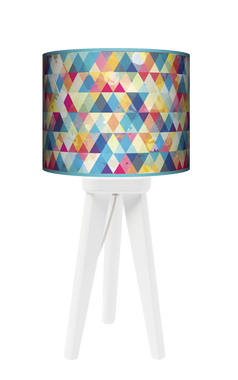 Lampa stołowa - trójnóg drewniana mała - Kolorowa
