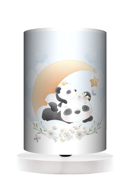 Lampa stołowa - drewniana mała - Cute Panda (niebieska)