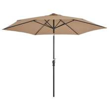 Parasol ogrodowy z LED i stalowym słupkiem, 300 cm, kolor taupe