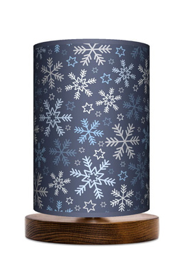 Lampa stołowa - nocna drewniana mała - Śnieżynki