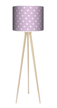 Lampa podłogowa - stojąca drewniana trójnóg duża - Kropki Pink