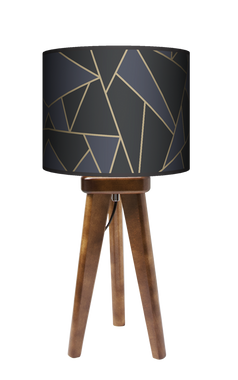 Lampa stołowa - trójnóg drewniana mała - Mozaika black